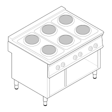 SPORÁK ELEKTRICKÝ, 6 X KULATÁ PLOTNA,NA PODESTAVBĚ