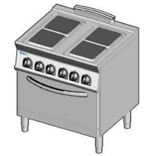 SPORÁK ELEKTRICKÝ, 4X ČTVERCOVÉ PLOTNY, S EL. TROUBOU