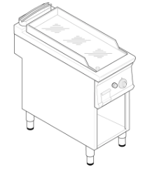 PEČÍCÍ DESKA PLYNOVÁ CHROMOVÁ 1/2 MODUL S PODESTAVBOU