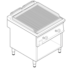 PEČÍCÍ DESKA PLYNOVÁ VROUBKOVANÁ 1/1 MODUL S PODESTAVBOU